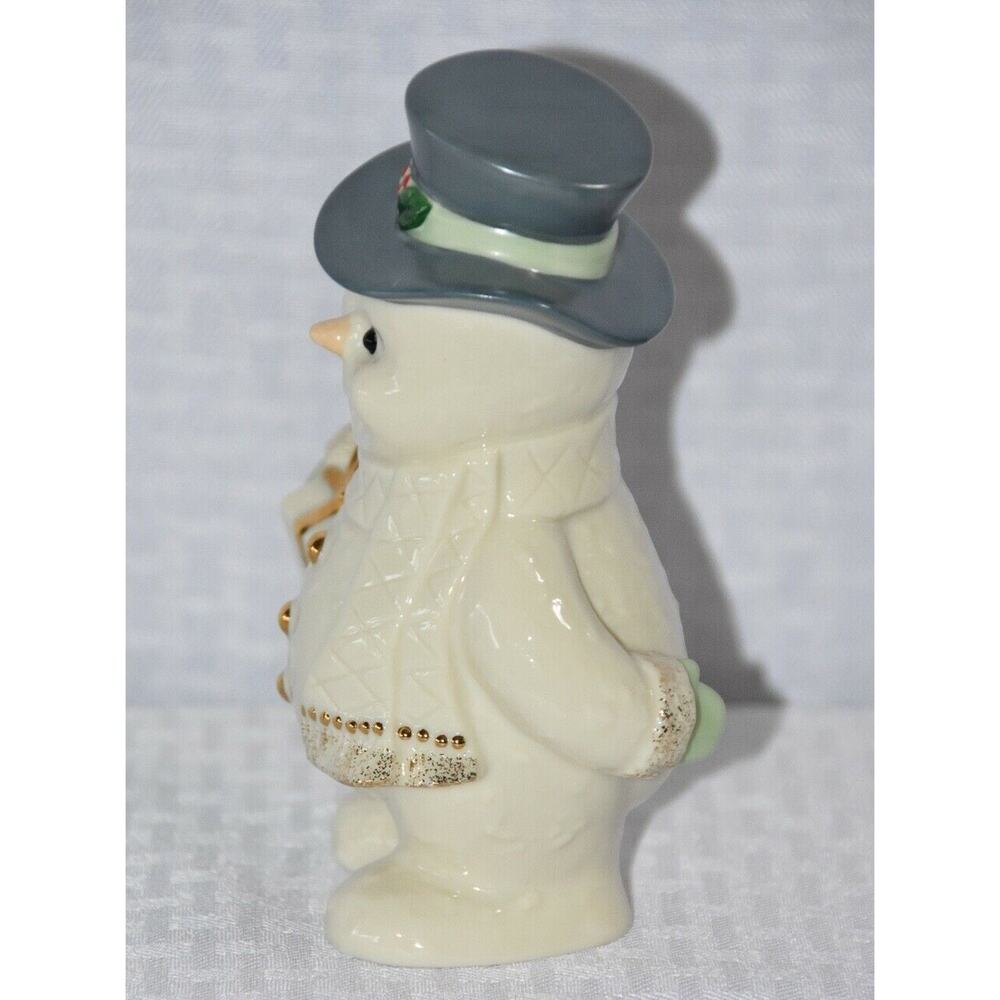 Lenox Christmas Frosty The Snowman Porcelain Figurine Blue Top Hat & Present 6" - Picture 4 of 9